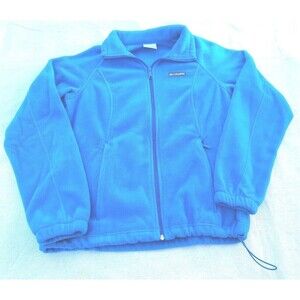 EUC Columbia Women's Size Medium Fleece Jacket Bright Blue Soft Full Zip Pockets